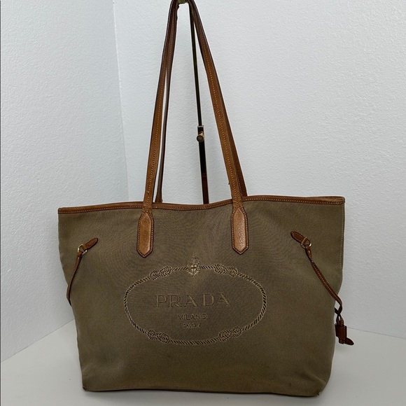 💯Authentic Prada  Canvas Tote Handbag🍀 - Picture 7 of 17